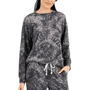 Jenni Womens Super Soft Crewneck Pajama Top Grey Tie Dye Medium